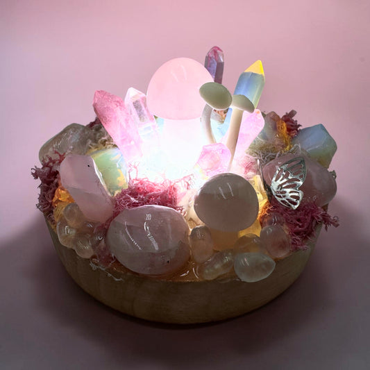 Fairy Light Garden Rose Quartz (mushroom)