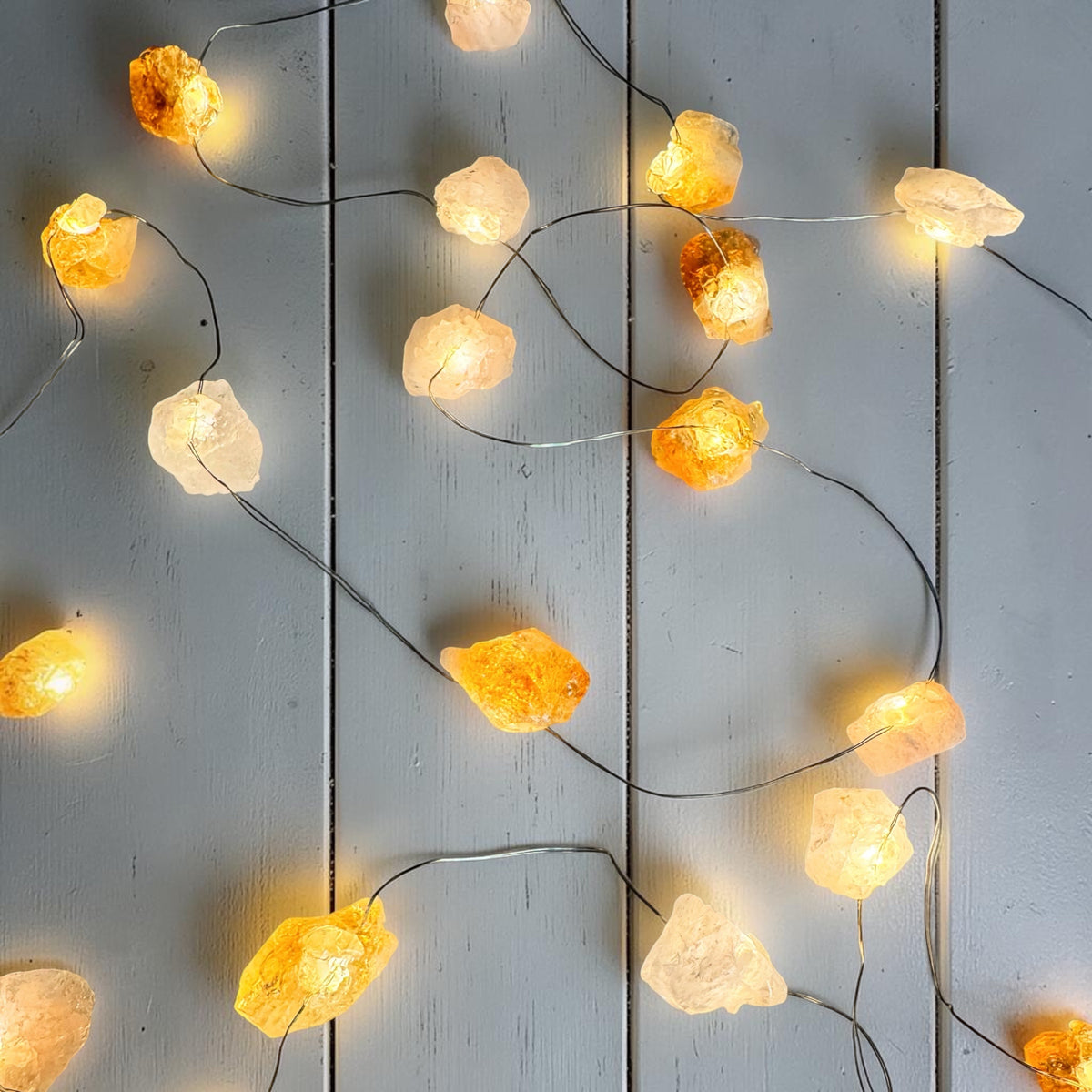 Crystal Fairy Lights (flashing warm light) Rose Quartz & Citrine  3M