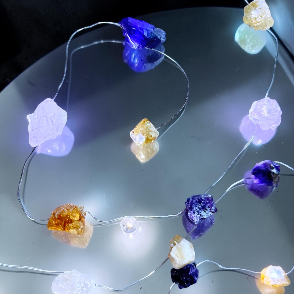 Crystal Fairy Lights (cool flashing) Amethyst Citrine & Rose Quartz.