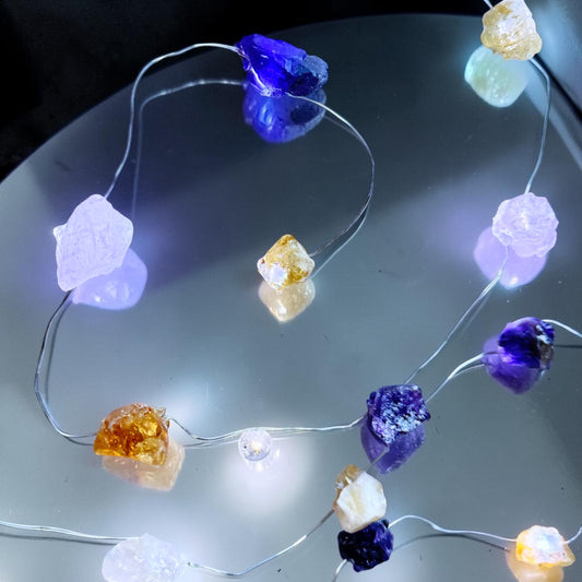 Crystal Fairy Lights (cool flashing) Amethyst Citrine & Rose Quartz.