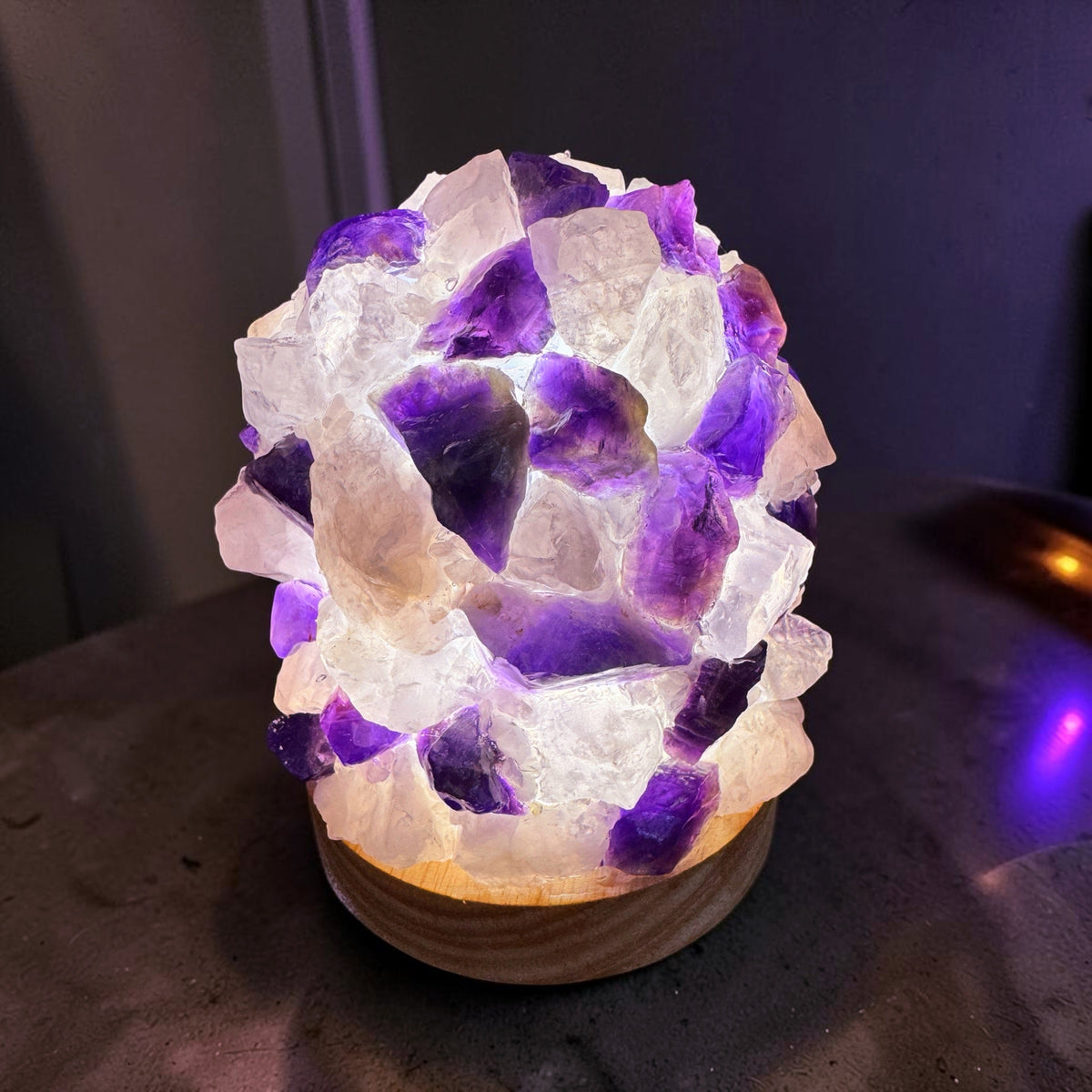 Amethyst & Rose Quartz Dome Lamp (L)