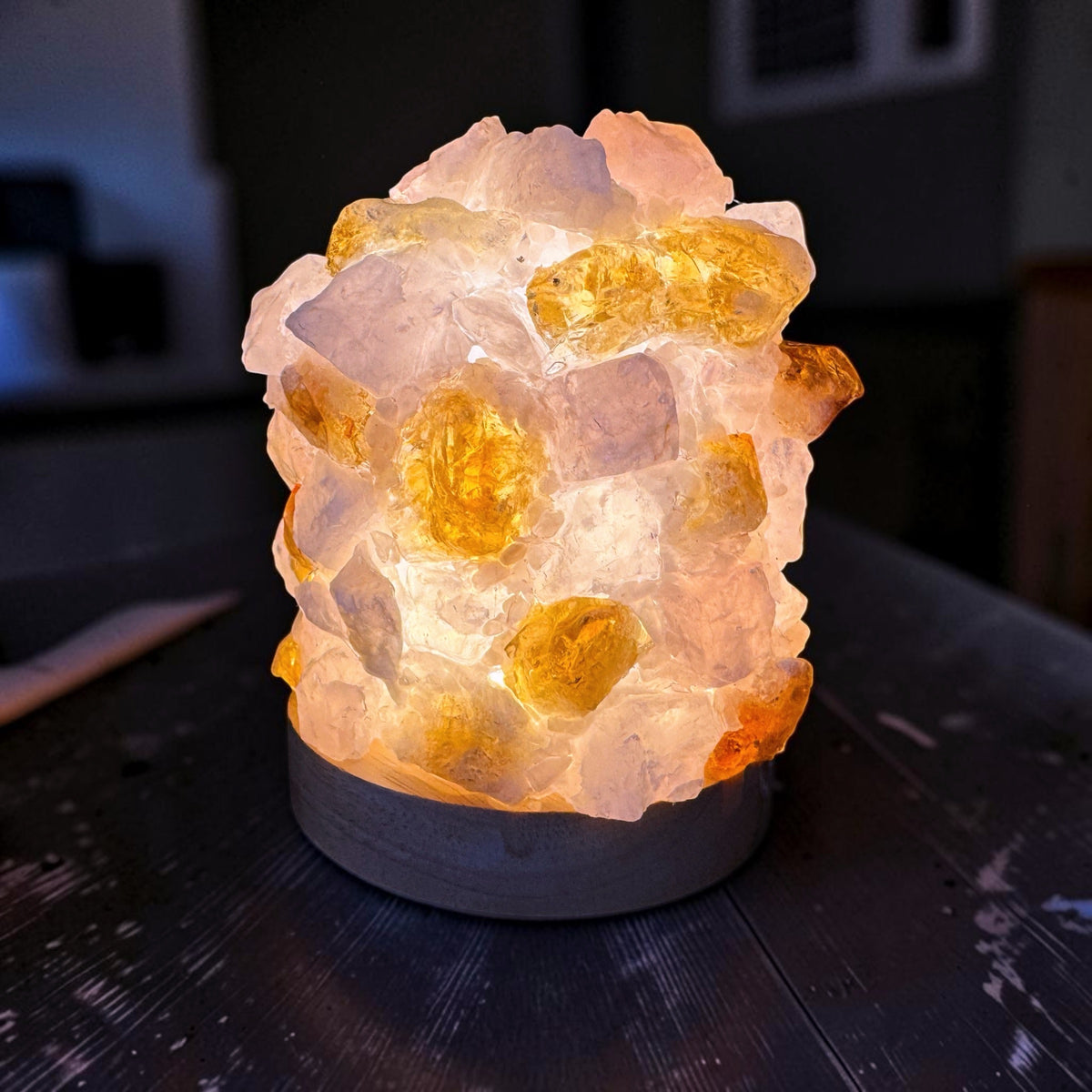 Rose Quartz & Citrine Dome Lamp (L)