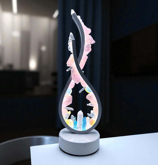 Handmade crystal lamp with dimmable warm and cool light