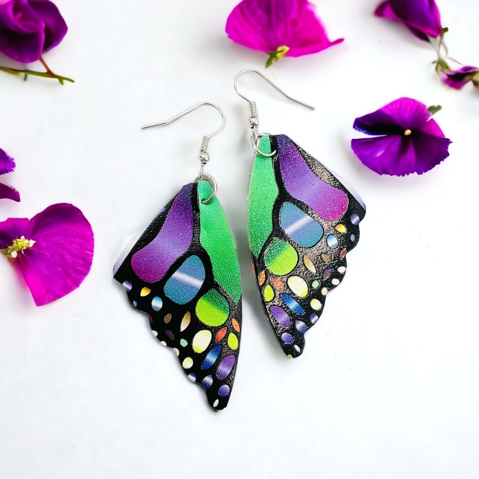 Colourful butterfly wings earrings