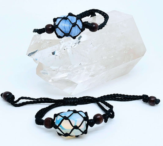 Macrame crystal net Bracelet or Anklet